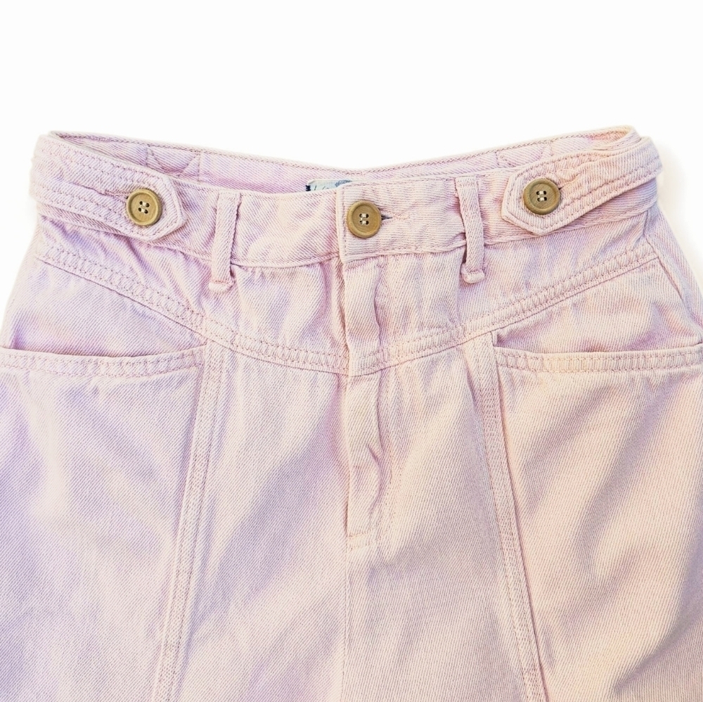 Free People City Of Lights Tapered Denim Bubble Pink Jeans, Size 28 - Picture 4 of 7